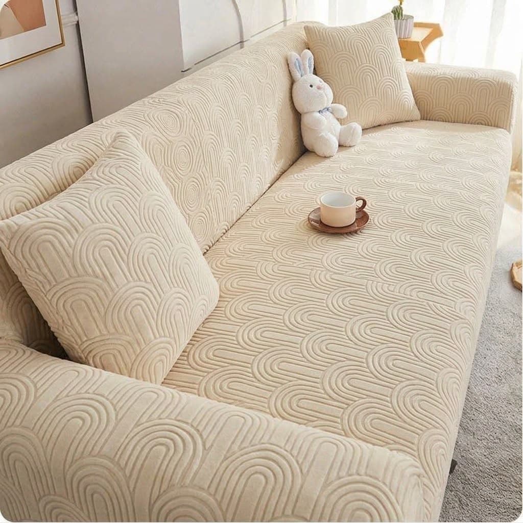 Customer photo: a customer's home with Luxe covers on their sofa